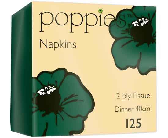 Poppies Napkins Forest Green 